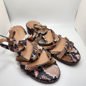 Madewell Snakeskin Strappy Leather Sandals Size 6 Womens Summer Casual Brown BLK